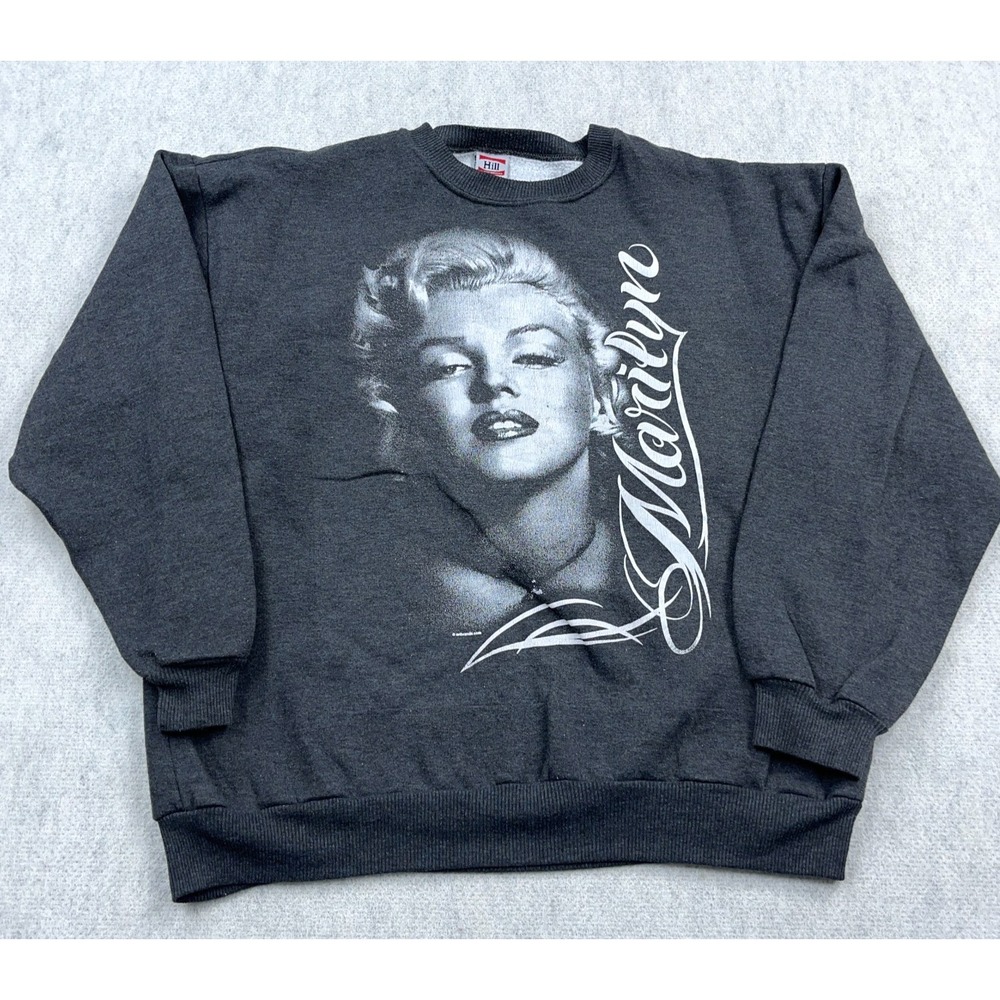 Marilyn Monroe Sweatshirt Mens XL Gray Crewneck Sweater Heavyweight 90s USA